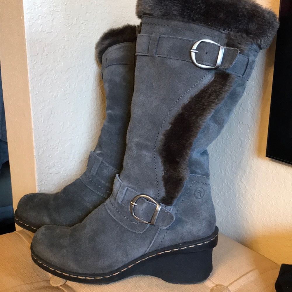 Sueded Wedge Boots